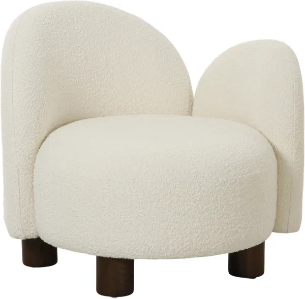 HOUSE NORDIC Honolulu loungestol, venstrevendt, rund - hvid bouclé polyester stof